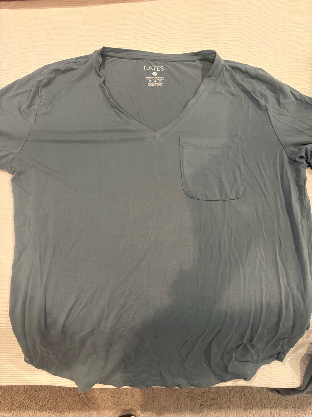 LATES by Kate Women's V-Neck Pocket Sleep Top in Slate Blue